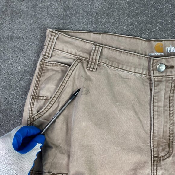 Carhartt Relaxed Fit Cargo Pants Men's 38 x 32 Fits 38 x 30.5 Beige 100272 908 - Picture 2 of 14